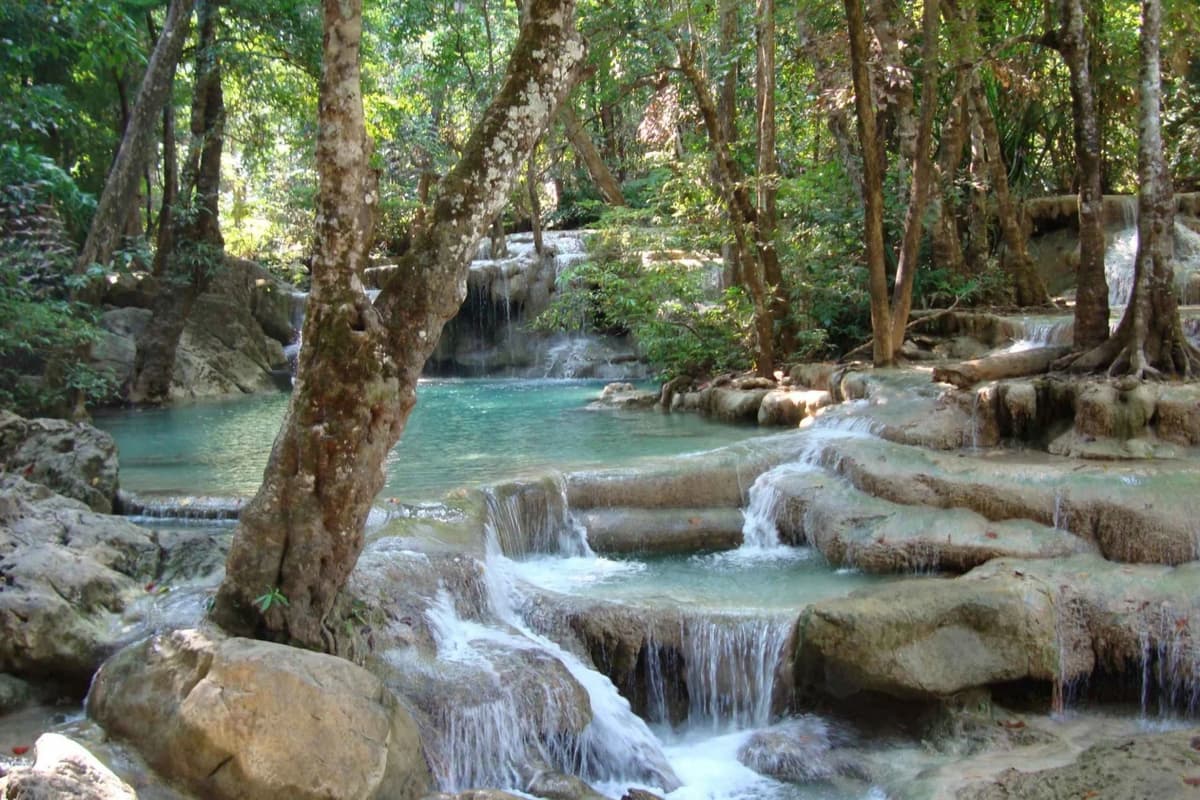 Damneon Saduak Floating Market & Erawan Waterfall from Bangkok | ®ExcursionMania