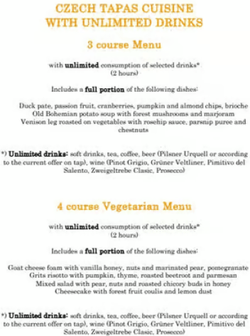 Prague: Czech Tapas Dining Experience with Unlimited Drinks | ®ExcursionMania