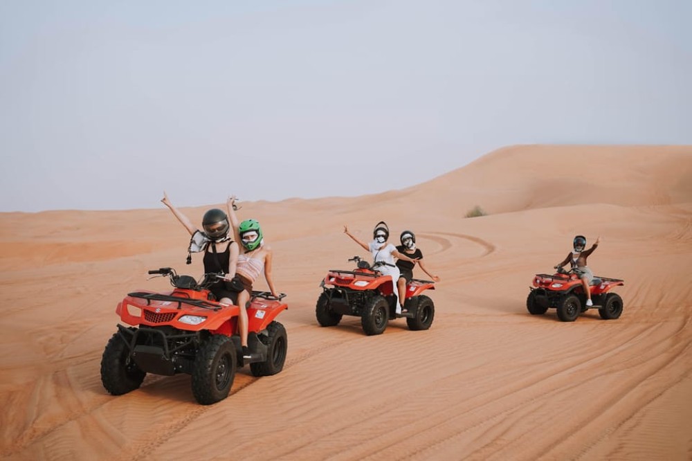 Dubai: Desert Safari, Quad Bike, Sandboarding, Camels & BBQ | ®ExcursionMania