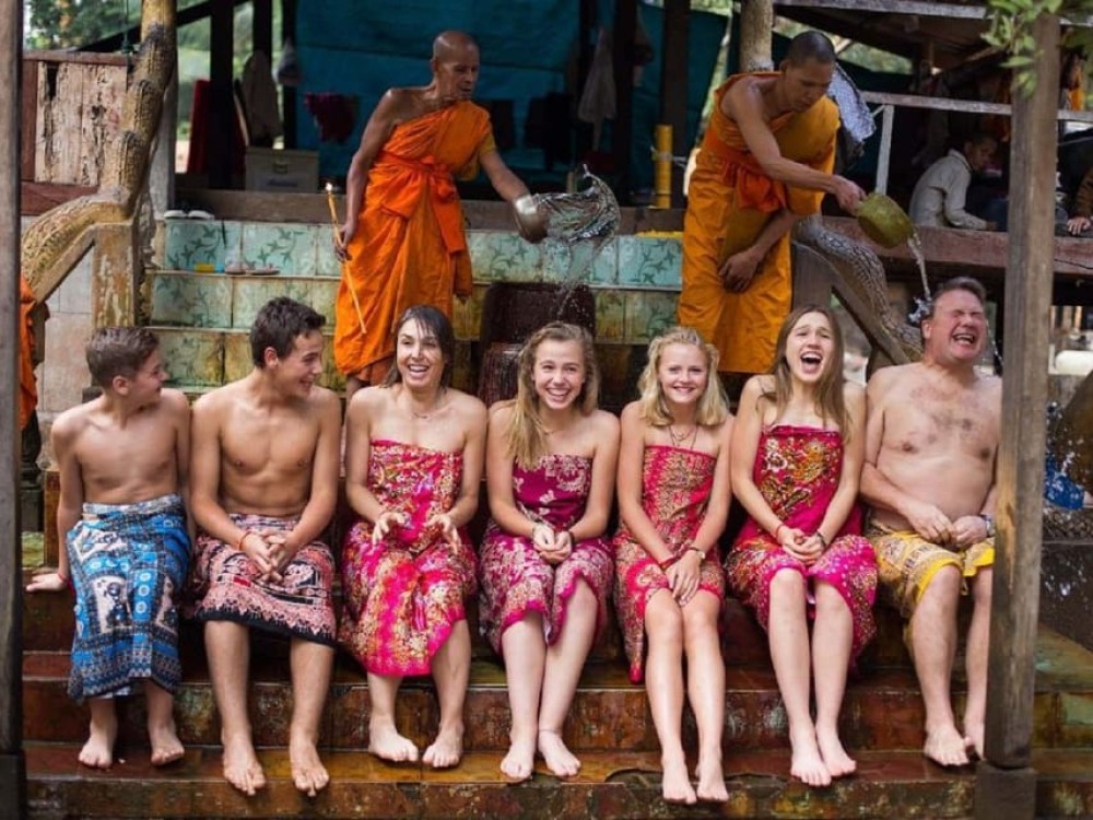 Siem Reap Cambodian Buddhist Water Blessing and Local Market | ®ExcursionMania