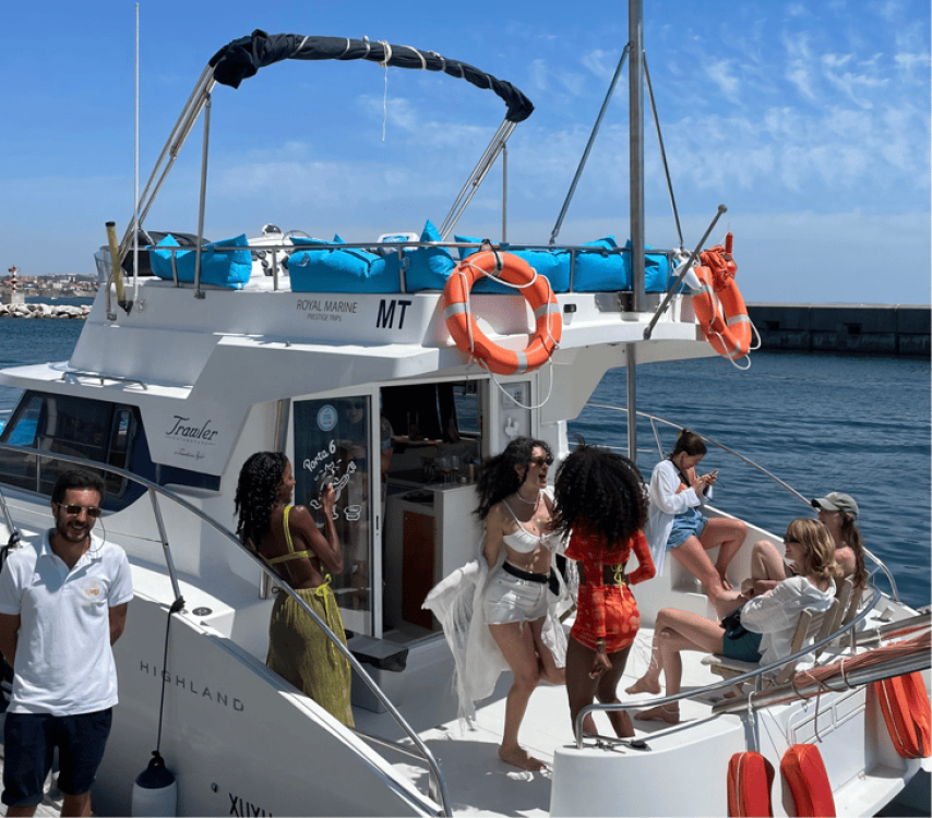 Lisbon: 3H Private Luxury Catamaran Tour with Swimming | ®ExcursionMania