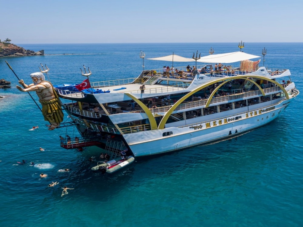 Mediterranean Bliss: Kemer Mega Star Boat Tour with Hotel Transfer | ®ExcursionMania