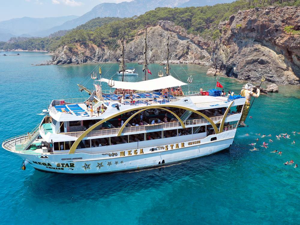 Kemer Mega Star Boat Tour With Free Hotel Transfer